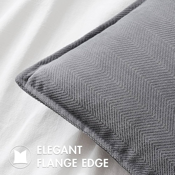 Linen Pillow Covers 24x24 Inch Gray Decorative Throw Pillow Covers Pack Of 2 - Picture 3 of 8